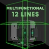 Kép 10/13 - Zöld 4D Green Cross Line Professional építkezéshez Két 360°-os függőleges és két 360°-os vízszintes lézerszintező távirányítóval - 12 vonal