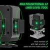 Kép 12/13 - Zöld 4D Green Cross Line Professional építkezéshez Két 360°-os függőleges és két 360°-os vízszintes lézerszintező távirányítóval - 12 vonal