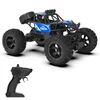 Kép 1/8 - 2,4 GHz-es 4WD terepfém ötvözetű mászóautó kettős vezérlési mód távirányítóval, karórával - Kék, 1 akkumulátor