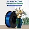 Kép 11/13 - KINGROON 3D nyomtató PLA filament 1 kg 1,75 mm háromszínű selyem - Arany zöld fukszia