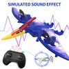 Kép 5/10 - 2,4G újratölthető pteroszaurusz játék szimulált hanggal, LED lámpákkal - Kék, 2 akkumulátor