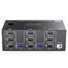 Kép 1/8 - USB 3.0 KVM Switcher Három bemenetes, két kimenetű, kétmonitoros kapcsoló 8K@30Hz 4K@144Hz USB 3.0 Displayport vezetékes távirányítóval és 4 mellékelt kábellel Kompatibilis Mac/Windows/Linux rendszerrel