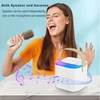 Kép 5/11 - Hordozható karaoke gép vezeték nélküli mikrofonnal BT RGB fényekkel Karaoke hangszóró TF kártya támogatással, C típusú fejhallgató Auxin monitorozással - Pink, 2 mikrofonnal