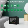 Kép 3/11 - Tuya WiFi 13 az 1-ben beltéri levegőminőség-monitor érzékeli a CO₂ TVOC HCHO PM2.5 PM1.0 PM10 páratartalmat és hőmérsékletet, időt, dátumot, riasztást, időzítőt és stopperóra riasztással - Fekete