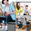 Kép 2/12 - Karaoke kézi vezeték nélküli hangszóró 2 mikrofonnal, TF kártyával, LED színes fényű BT hordozható hangszórókészlettel - Fekete
