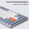 Kép 6/18 - iBlancod vezeték nélküli mechanikus billentyűzet 84 gomb 2.4G+BT5.0+C típusú 3 csatlakozás Alacsony profilú elrendezés 15 Fényhatás 5 Fényerőszint - Világos szürke, piros gombokkal