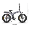 Kép 11/13 - ENGWE X20 Ebike 20 * 4,0 hüvelykes gumiabroncs 750 W-os integrált kerékmotor teljes felfüggesztésű, összecsukható elektromos kerékpár 14,4 Ah és 7,8 Ah kettős akkumulátoros kettős hidraulikus tárcsafék - Szürke