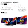 Kép 14/14 - Hordozható háromképernyős monitor laptop bővítőképernyő 1920*1200 felbontás 15-17 hüvelykes laptophoz - 14 hüvelykes
