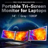Kép 5/14 - Hordozható háromképernyős monitor laptop bővítőképernyő 1920*1080 felbontás 15-17 hüvelykes laptophoz - 14 hüvelykes