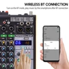 Kép 12/16 - Professzionális 4 csatornás BT audio keverő 2 vezeték nélküli mikrofonnal LED digitális keverőpulttal