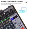 Kép 13/16 - Professzionális 4 csatornás BT audio keverő 2 vezeték nélküli mikrofonnal LED digitális keverőpulttal