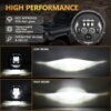 Kép 6/8 - 7 hüvelykes autó, motorkerékpár LED-es fényszóró DRL-vel / irányjelzővel / tompított fényszóróval / távolsági fényszóróval Jeep Wrangler JK TJ LJ CJ csere H4-H13 adapterrel (1 db)