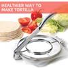 Kép 2/8 - Tortilla Press 8 hüvelykes nagy teherbírású liszt tortilla prés alumínium ötvözet előfűszerezett Roti készítő fogantyúval - Ezüst
