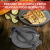 Kép 3/8 - Tortilla Press 8 hüvelykes nagy teherbírású liszt tortilla prés alumínium ötvözet előfűszerezett Roti készítő fogantyúval - Ezüst