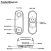 Kép 5/17 - Intelligens vezeték nélküli videó ajtócsengő Kétirányú audio 1080P HD videó PIR mozgásérzékelő éjszakai látás IP55 2,4 GHz WiFi Tuya App távirányító