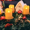 Kép 12/20 - Újratölthető, vezeték nélküli, lángmentes oszlopos gyertyák valósághű, meleg sárga LED-fénnyel, villódzó lánggal (12 db)