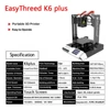 Kép 11/19 - EasyThreed K6 Plus 3D nyomtató FDM 150x150x150mm nyomtatási méret kezdőknek 10 m-es PLA mintaszálas - Fekete