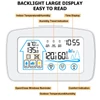 Kép 3/7 - Digitális meteorológiai állomás háttérvilágítású érintőképernyővel, intelligens hőmérséklet- és páratartalom-mérővel, órával, ablak nyitási/zárási emlékeztetővel - Fehér