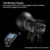 Kép 2/9 - Godox MS200-V továbbfejlesztett stúdióvaku 200 Ws villanófény GN53 0,1-1,8S újrahasznosítási idő 5600±200K 2,4G vezeték nélküli X rendszer 10 W-os LED modellező lámpával, Bowens rögzítéssel