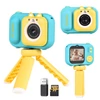 Kép 1/13 - Andoer 1080P mini digitális fényképezőgép gyerekeknek, 48 MP, 2,4 hüvelykes IPS képernyő, kettős objektív, 32 GB memóriakártyával, kártyaolvasóval és asztali állvánnyal - Kék