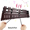 Kép 6/12 - Glockenspiel összecsukható xilofon fa keret, 5 mm vastag alumínium rudak ütős hangszer (30 hang) - Kávé