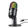 Kép 1/9 - RGB kondenzátor mikrofon Kardioid USB mikrofon színes fényeffektussal, egygombos némítás, valós idejű monitorozás