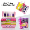 Kép 4/10 - Mini 17 gombos 6 basszus harmonika ABS anyag csattal, hangszer kezdőknek - Pink