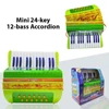 Kép 5/11 - Mini 24 gombos 12 basszus harmonika ABS anyag csattal, hangszer kezdőknek - Zöld