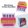 Kép 5/11 - Mini 24 gombos 12 basszus harmonika ABS anyag csattal, hangszer kezdőknek - Pink