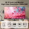 Kép 2/20 - 2K játékmonitor, 27 hüvelykes számítógépmonitor Ultra vékony LED 2560x1440 gyors 165HZ - Fekete