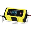 Kép 2/8 - 12V 24V 180W intelligens impulzusos javító töltő LCD kijelzővel, többszörös védelemmel/lángálló házzal - Sárga