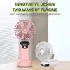Kép 19/20 - Hordozható mini kézi elektromos ventilátor LED képernyővel, összecsukható fogantyúval, levehető fedéllel - Kék