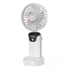 Kép 2/20 - Hordozható mini kézi elektromos ventilátor LED képernyővel, összecsukható fogantyúval, levehető fedéllel - Fehér