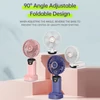 Kép 12/20 - Hordozható mini kézi elektromos ventilátor LED képernyővel, összecsukható fogantyúval, levehető fedéllel - Fehér