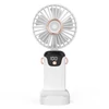 Kép 1/20 - Hordozható mini kézi elektromos ventilátor LED képernyővel, összecsukható fogantyúval, levehető fedéllel - Fehér