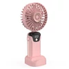 Kép 2/20 - Hordozható mini kézi elektromos ventilátor LED képernyővel, összecsukható fogantyúval, levehető fedéllel - Pink