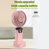 Kép 13/20 - Hordozható mini kézi elektromos ventilátor LED képernyővel, összecsukható fogantyúval, levehető fedéllel - Pink