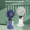 Kép 14/20 - Hordozható mini kézi elektromos ventilátor LED képernyővel, összecsukható fogantyúval, levehető fedéllel - Pink