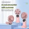 Kép 16/20 - Hordozható mini kézi elektromos ventilátor LED képernyővel, összecsukható fogantyúval, levehető fedéllel - Pink