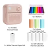 Kép 2/16 - Vezeték nélküli BT mini zsebnyomtató, hordozható azonnali hőnyomtató feliratozógép - Pink, 4 hőpapírtekerccsel (57x26 mm)   + 5db Thermal Label tekercs + 12db jelölő