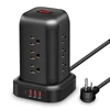 Kép 1/8 - T12 toronycsatlakozós tápegység, 12 aljzat, 3 USB-port, 1 Type-C port, kiváló túlfeszültség-védelem és helytakarékos kialakítás