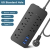 Kép 2/8 - EL-08 dugaszoló elosztó túlfeszültségvédő 8 kimenettel és 4 USB porttal, 1700J, 2000W/10A, ETL listás, tűzálló, túlterhelés elleni védelem, otthoni irodai garázshoz - Fehér