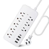 Kép 1/8 - EL-08 dugaszoló elosztó túlfeszültségvédő 8 kimenettel és 4 USB porttal, 1700J, 2000W/10A, ETL listás, tűzálló, túlterhelés elleni védelem, otthoni irodai garázshoz - Fehér