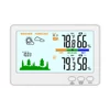 Kép 2/11 - Beltéri kültéri hőmérő nedvességmérő 433 MHz vezeték nélküli időjárásjelző állomás LCD háttérvilágítással - Fehér