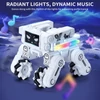 Kép 4/9 - 2,4G távirányítós robotjáték LED-világítású LCD-képernyővel és zenével - Fehér, 3 akkumulátor