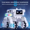 Kép 5/9 - 2,4G távirányítós robotjáték LED-világítású LCD-képernyővel és zenével - Fehér, 3 akkumulátor