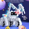 Kép 6/9 - 2,4G távirányítós robotjáték LED-világítású LCD-képernyővel és zenével - Fehér, 3 akkumulátor