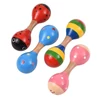 Kép 3/8 - Fa Maracas, Mini Shaker baba csörgők gyerekeknek, aranyos színes hangszeres játékok - 4dbs