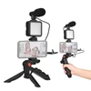 Kép 7/10 - Okostelefon vlog készlet, mini LED videó fény + kardioid mikrofon + kiterjeszthető telefonklip + állvány állítható fényerővel