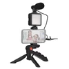 Kép 1/10 - Okostelefon vlog készlet, mini LED videó fény + kardioid mikrofon + kiterjeszthető telefonklip + állvány állítható fényerővel
